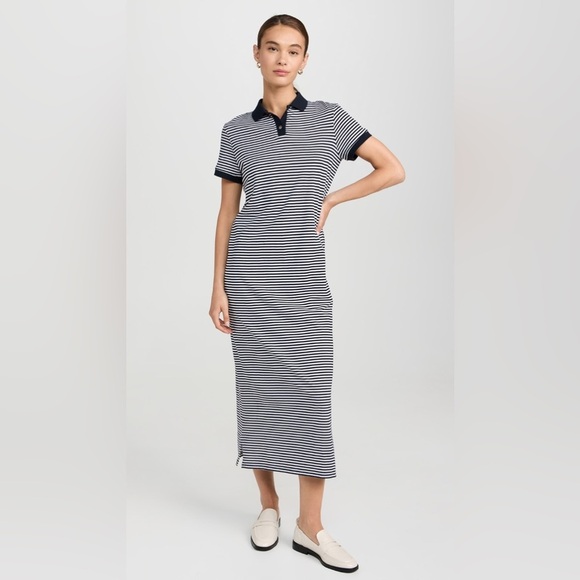 NWT Theory Navy and White Stripe Pima Cotton Midi Women's Dress Size Medium - Picture 4 of 12
